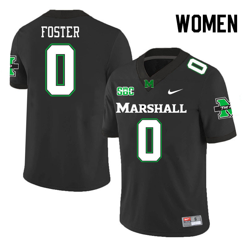 Women #0 Ian Foster Marshall Thundering Herd SBC Conference College Football Jerseys Stitched-Black